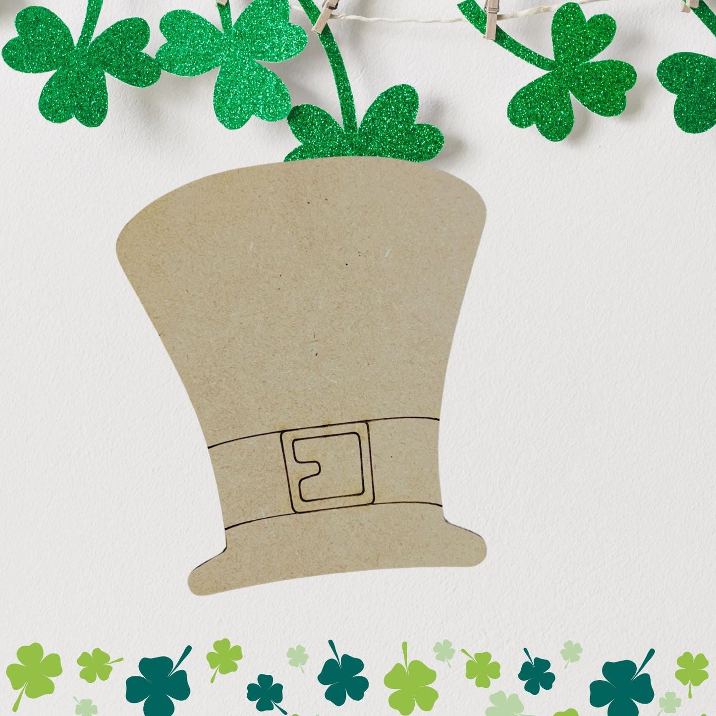 Large 12" - 22" | Big Buckle Hat | St Patrick's Day Decor | Craft Wood Shapes | Spring Decor | DIY Crafts | Paint by Lines