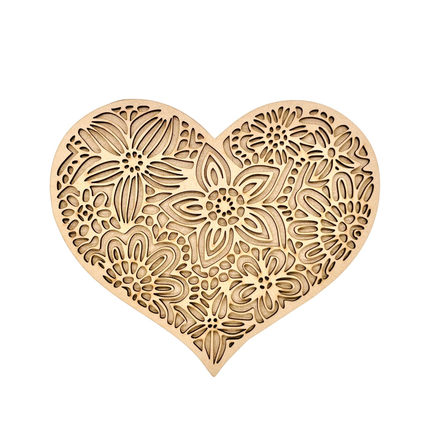 Small Floral Heart | Valentine Heart | Heart with Flowers | Valentine Crafts | Wood Heart Cutout | 1 layer or 2 Layer