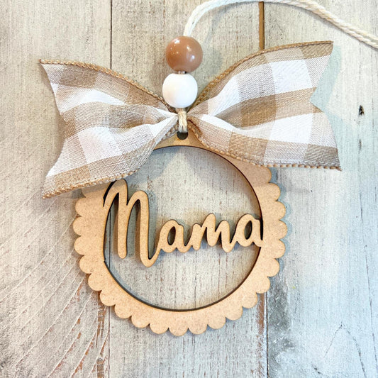 Mama Car Charm | Bag Tassel Charm | Neutral Car Accessories | Beige Car Charm