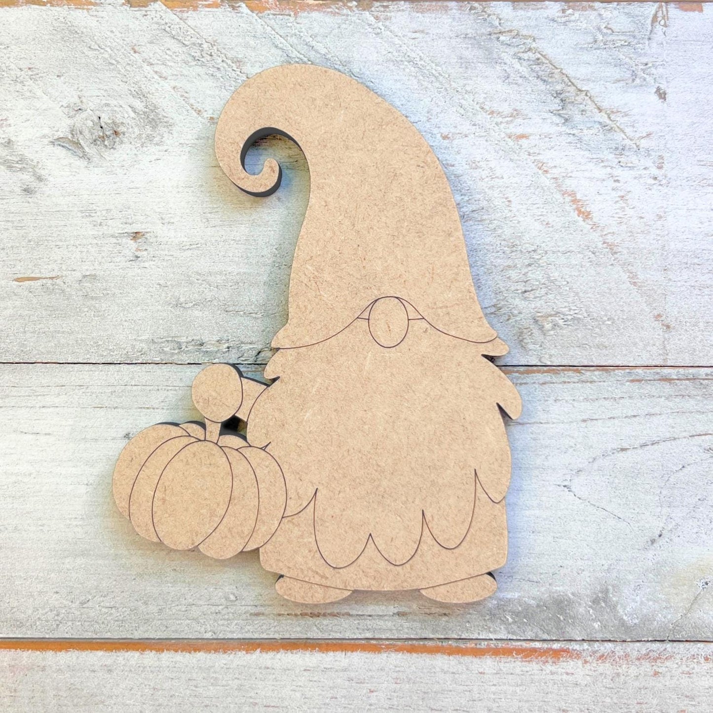 Gnome with Pumpkin Wood Craft Cutout | Paint by Lines