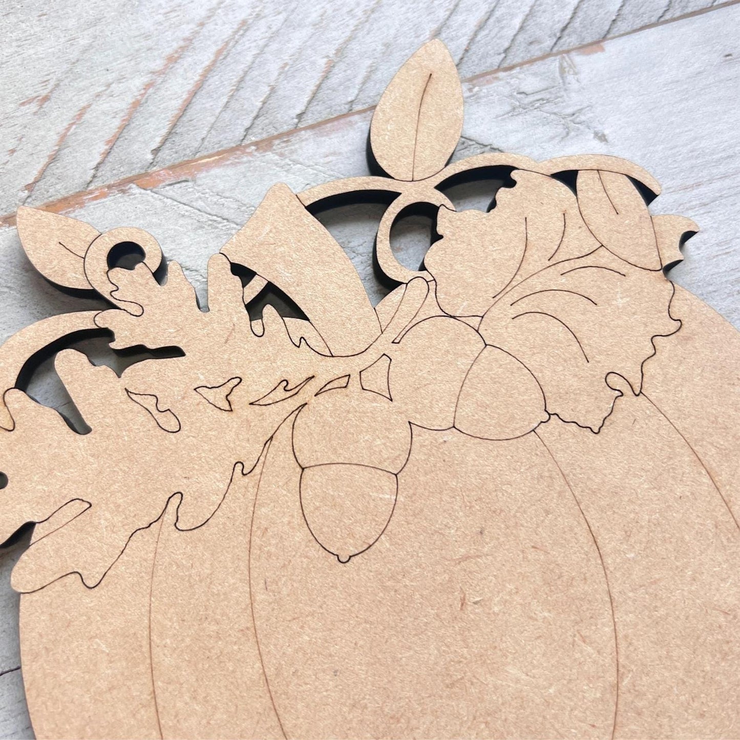 Pumpkin with Acrorns Fall Wood Craft- Paint by line