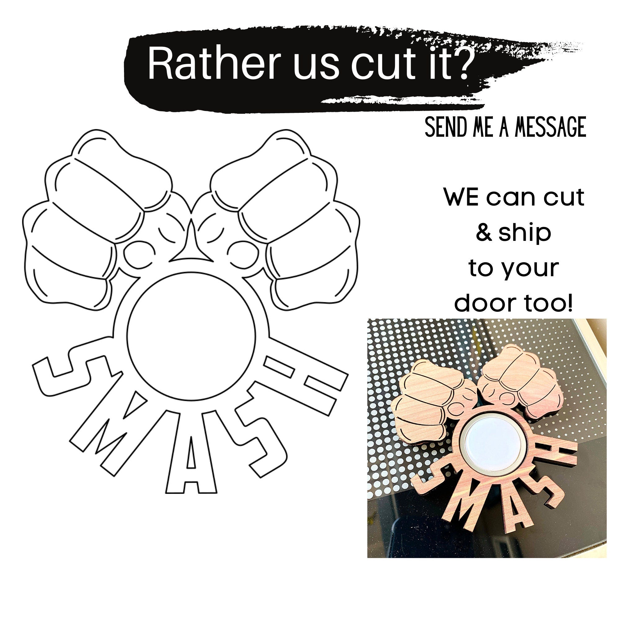 Glowforge Button Design Decor | Hulk Smash | Outline SVG Files | Cut Files | Vector Files | Glowforge | Laser Cutting | Digital Download