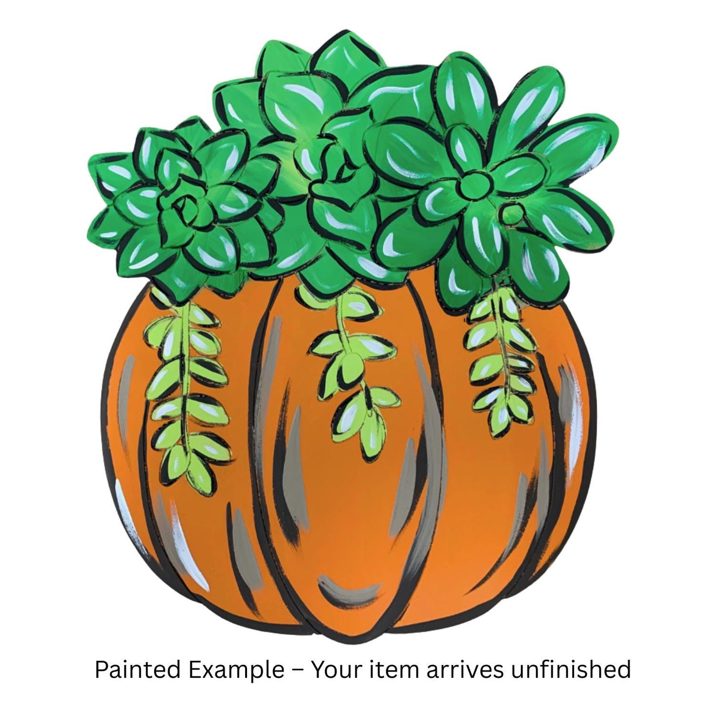 Pumpkin with Floral/ Succulent Arrangement Fall Wood Craft- Paint by line