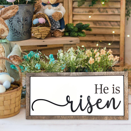 Easter Home Decor Sign | He Is Risen Sign | Farmhouse Decor | Easter Gifts | Wood Sign | Resurrection Day Sign