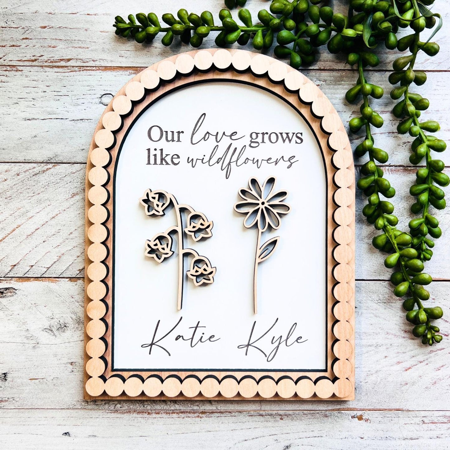 Couple Arch Birth Month Flower Sign | Beaded Birthday Flower Gift Sign | Valentine Gifts | Valentine Signs | Gifts for Her | Gifts for Him