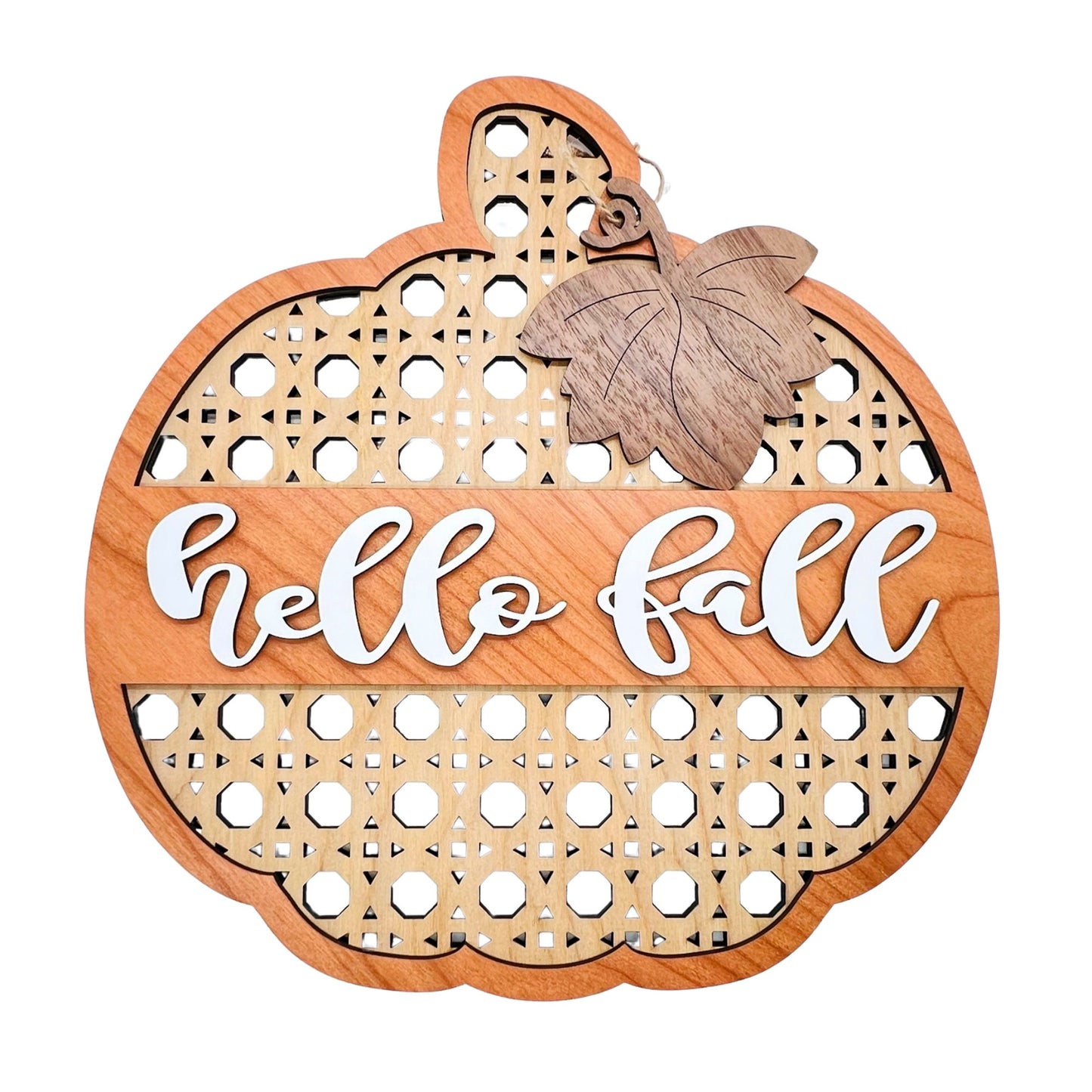 Fall Pumpkin Decor | Handmade Wooden Rattan Pumpkin | Holiday Decor | Fall Accents | Happy Fall | Welcome Sign by Krafty Supply
