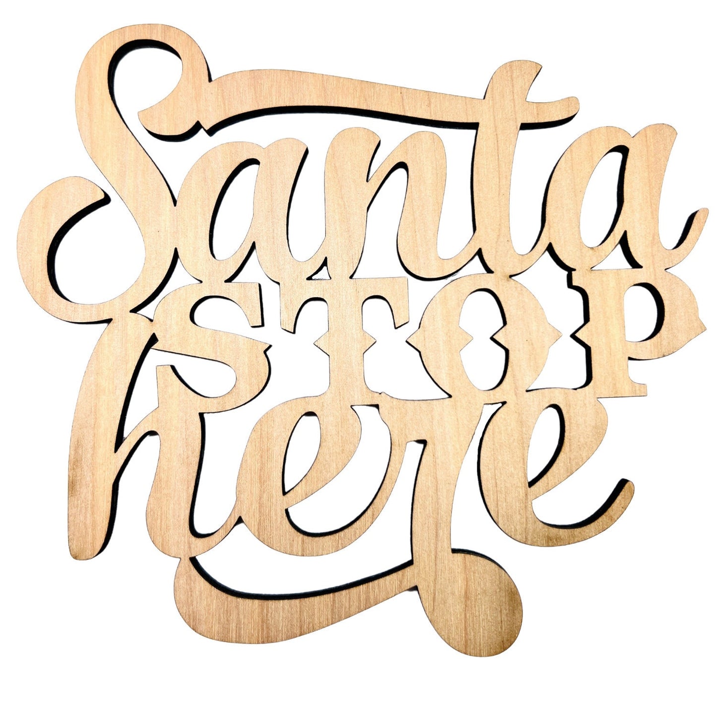 Small Santa Stop Here Sign Wood Cutout | Merry Christmas wood | Christmas wreath | Christmas Door hanger | Christmas Crafts