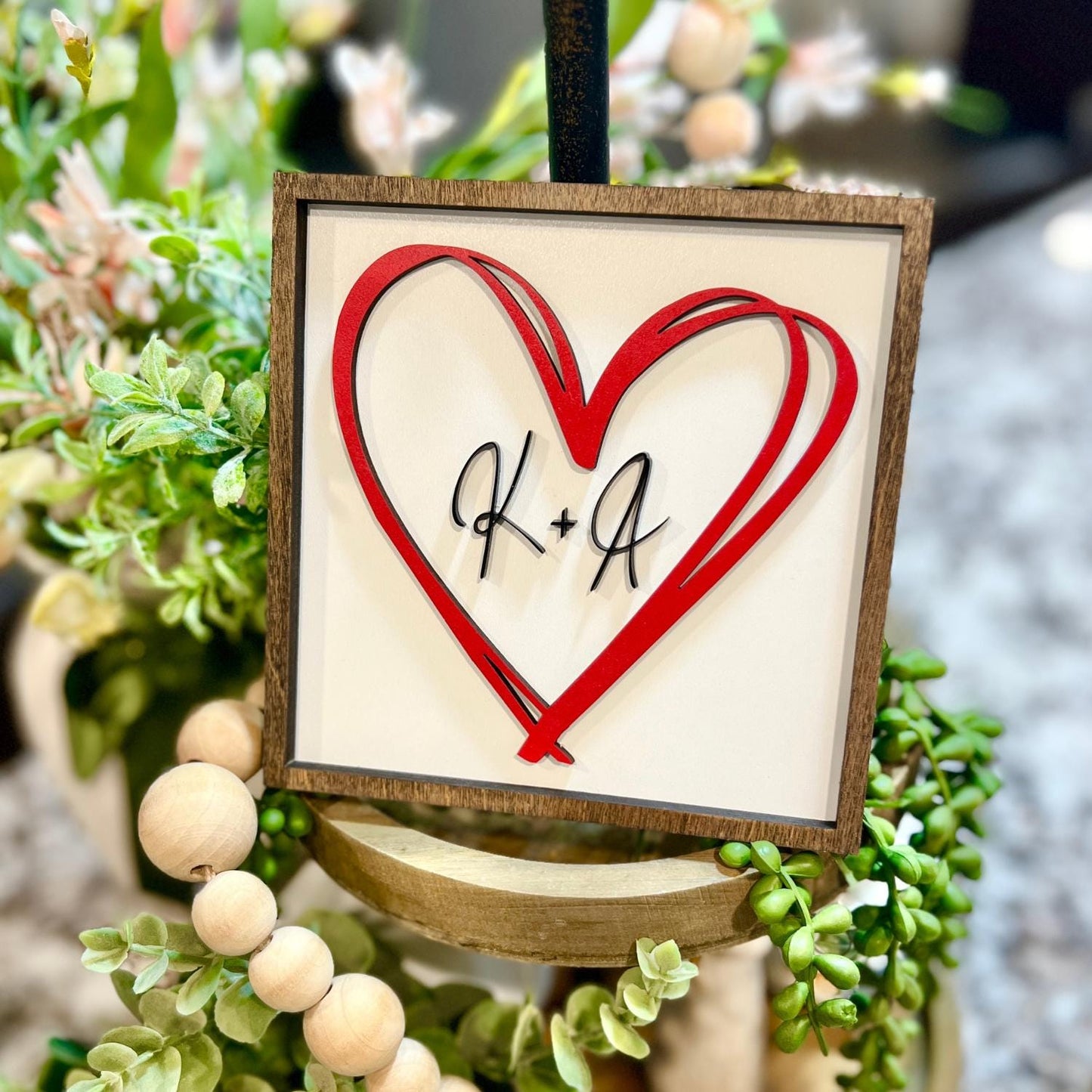 Personalized Valentine Heart Sign with Initials | Add a Personal Message | Free Shipping