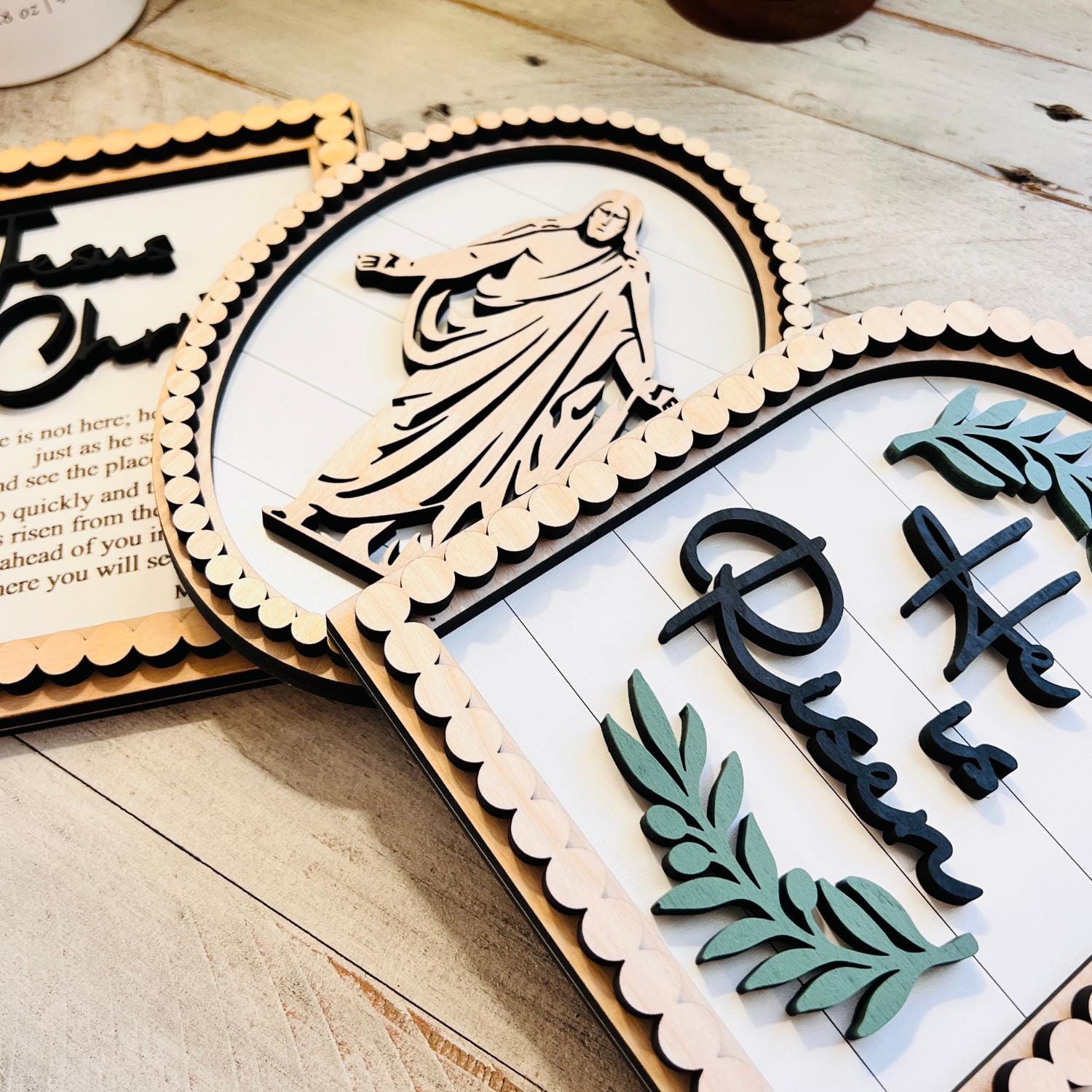 Christ Sign Set | Laser Cut Birch Set | Resurrection Decor | Spiritual Gifts | Gifts for Her | Church Wall Decor | All 3 Signs Included