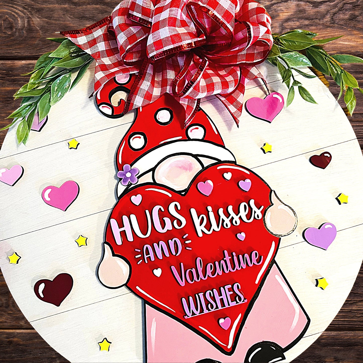 Valentine Gnome Kit Door Hanger | Gnome Kit Round Sign | Valentine Paint Party | Valentine Decor | Paint and Sip