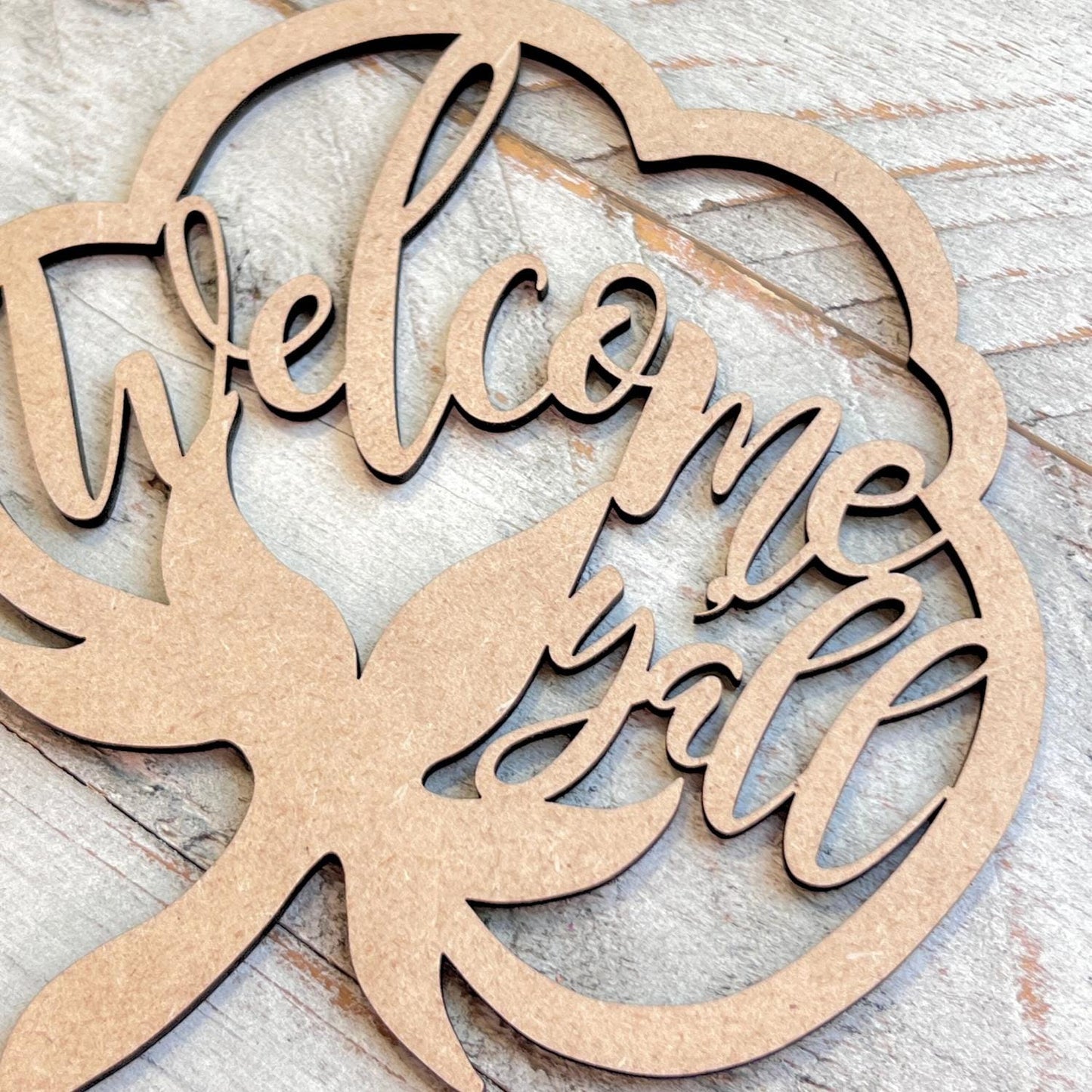 Welcome Y'all Cotton Ball | Fall Welcome Sign