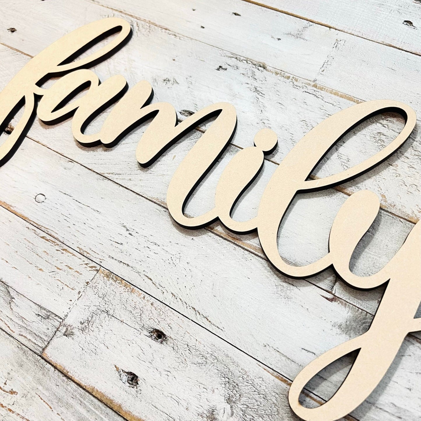SMALL Connected Letters | Family | Wooden Cutout Word | Script Word