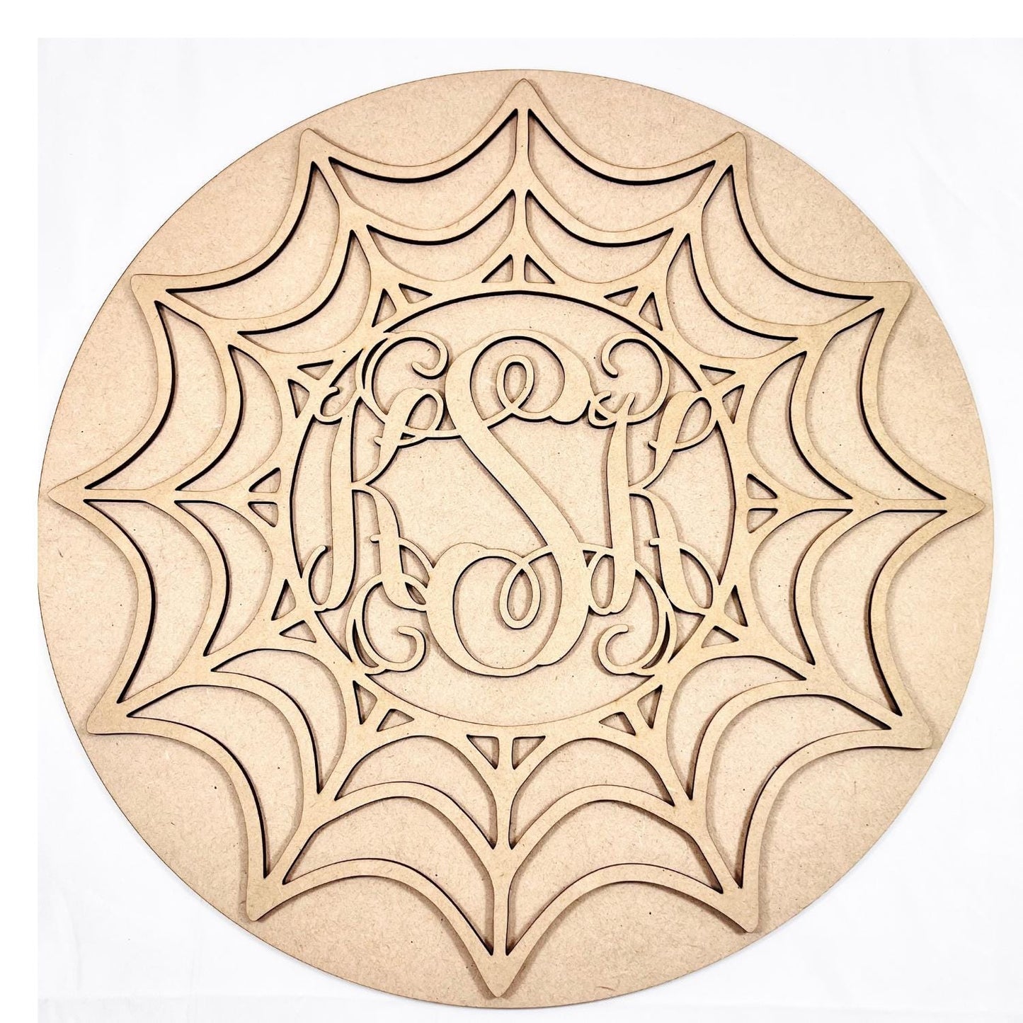 Large Spider Web with Monogram | Personalized Halloween Decor | DIY Halloween door sign