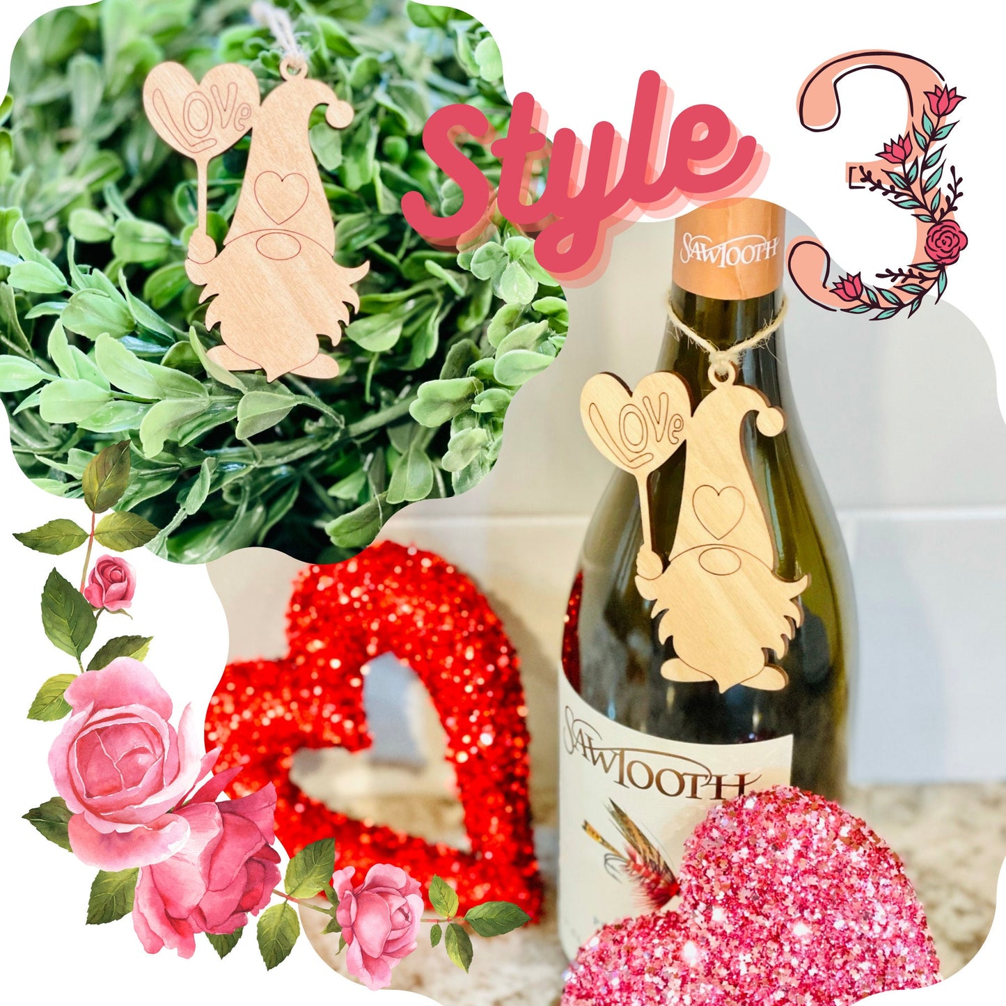 Wine bottle charms/ Valentine Gnome/ Valentine Gift/ Birthday Gift/ Sloth/ Wine Charm