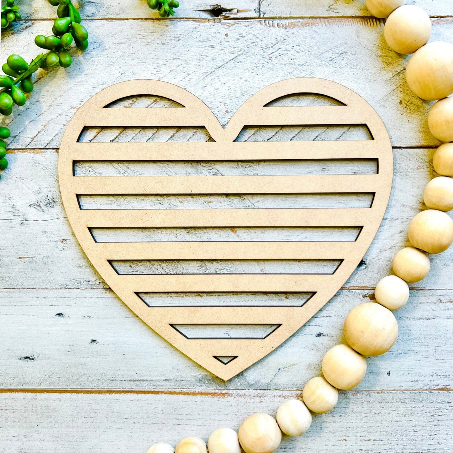 Large 12"-22" | Striped Heart | Valentine Heart | Heart with Stripes | Valentine Crafts | Wood Heart Cutout | 1 layer or 2 Layer
