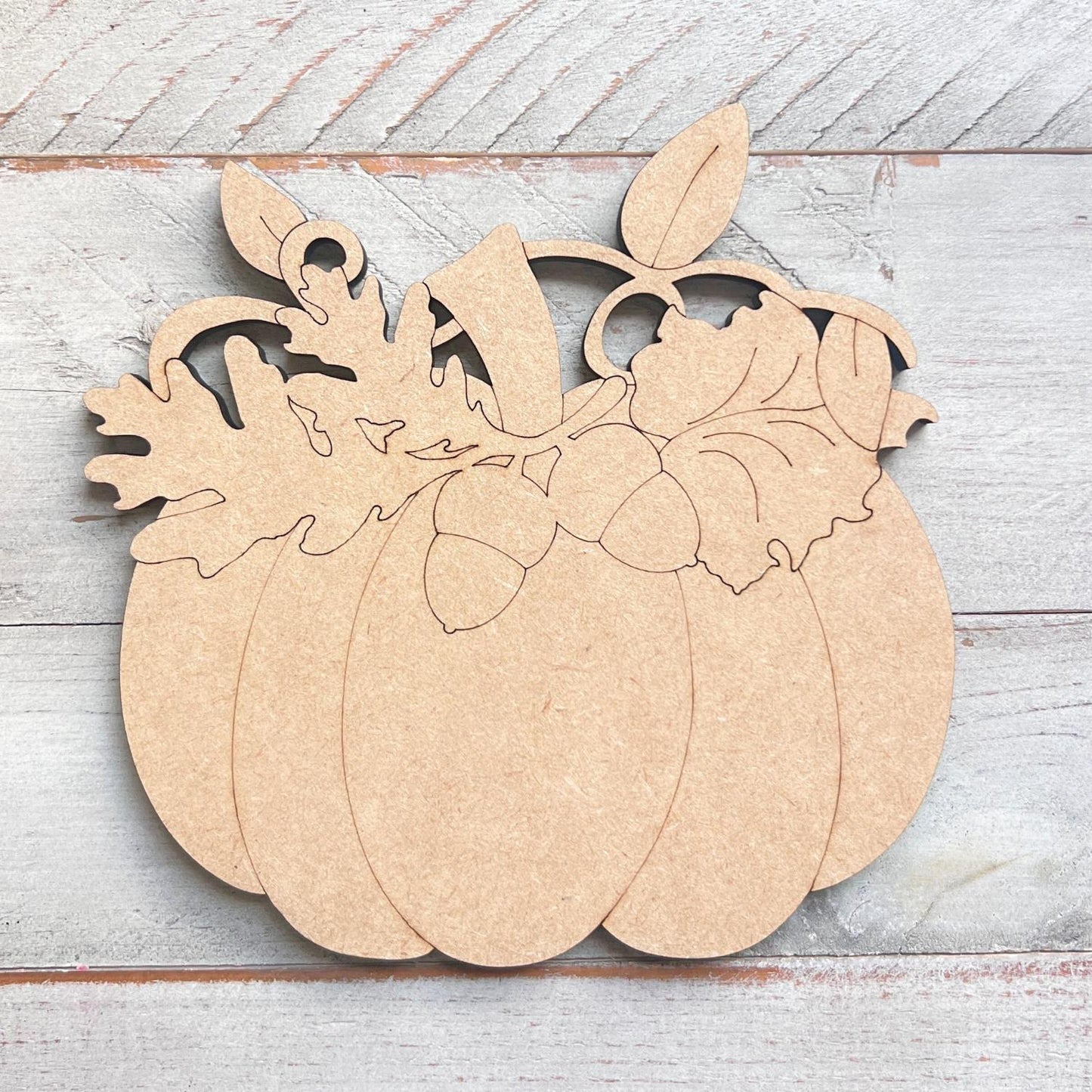 Pumpkin with Acrorns Fall Wood Craft- Paint by line