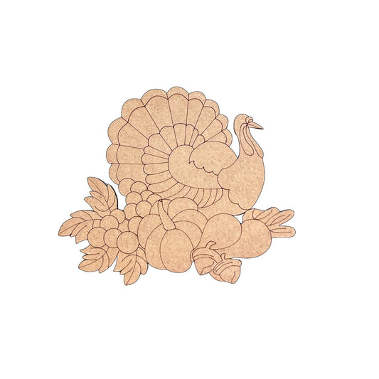 Wood Turkey Cutout |  Harvest Turkey - Paint by Line