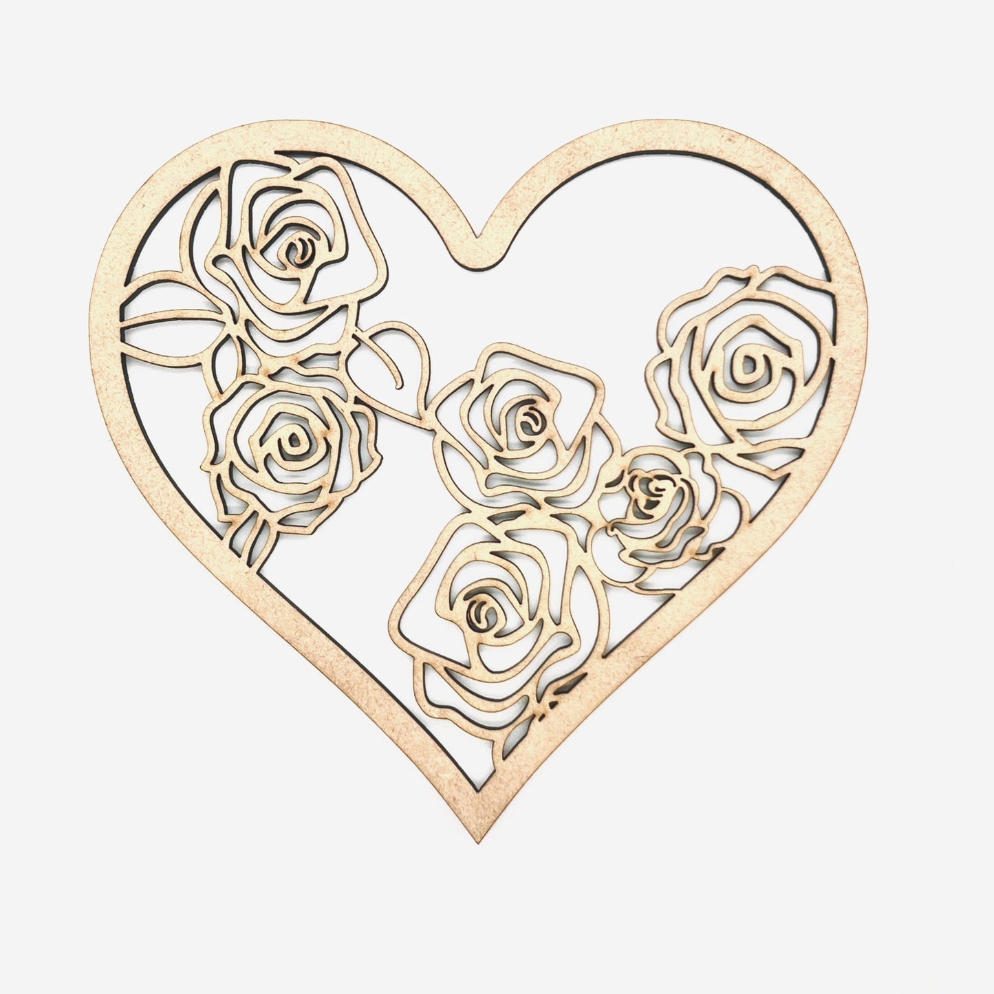 Large Floral Heart | Valentine Heart | Heart with Roses | Valentine Crafts | Wood Heart Cutout | 1 layer or 2 Layer
