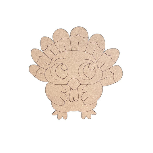 Wood Turkey Cutout |  Cute Baby Turkey - Paint by Line