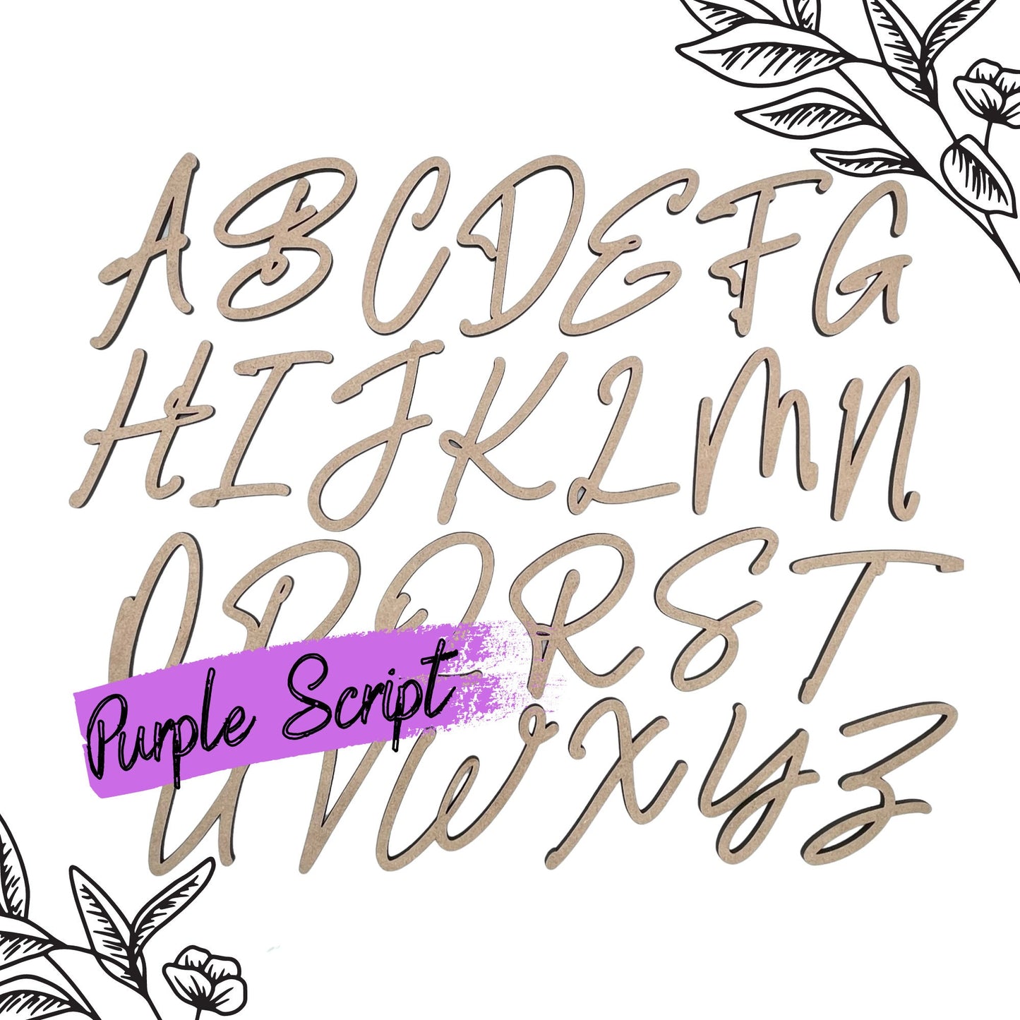 Purple Script Wooden Letters