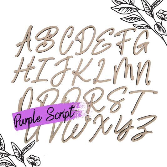 Purple Script Wooden Letters