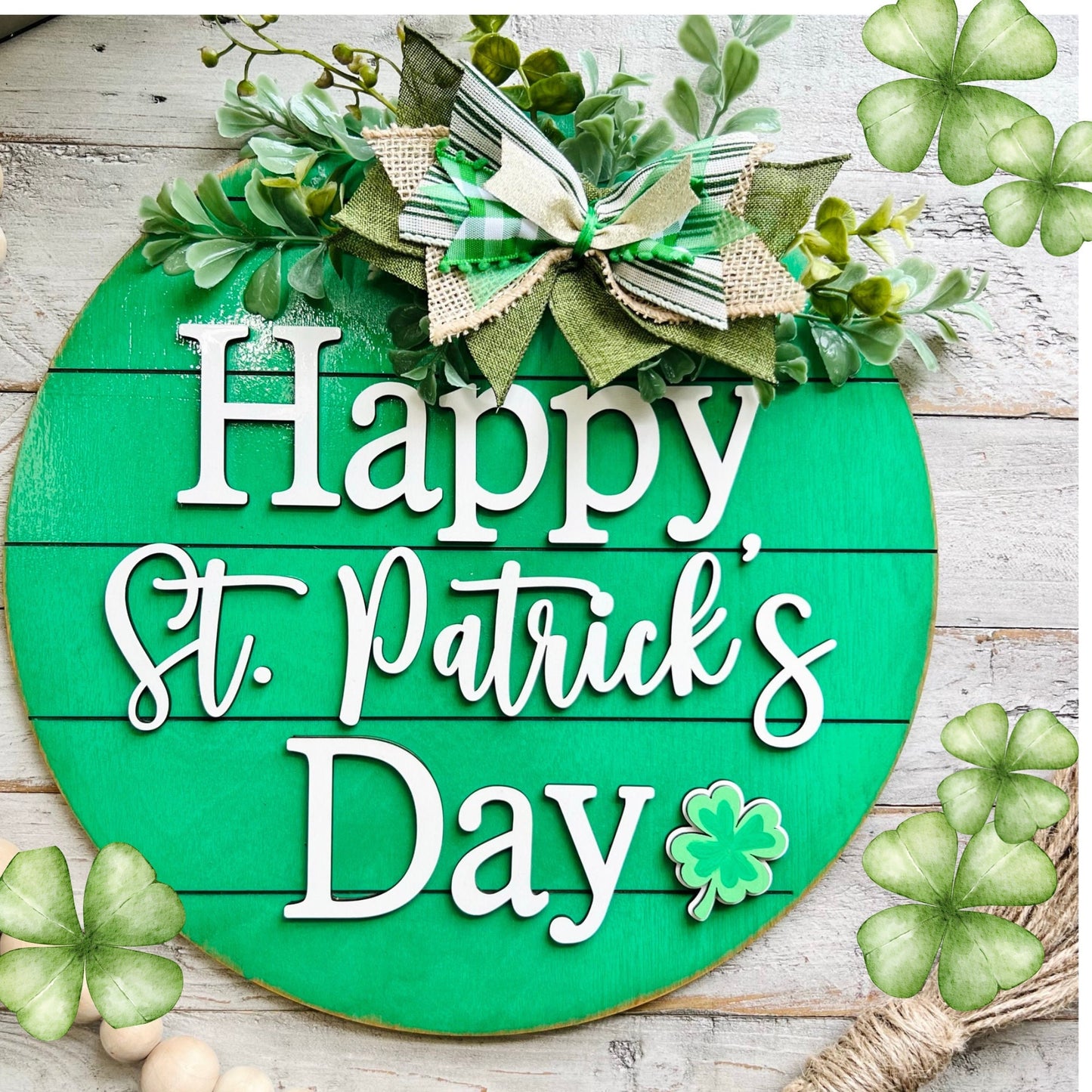 St. Patrick's Day Door Hanger | Happy Saint Patrick's Day Welcome Sign | Door Hanger | Wood Welcome Sign