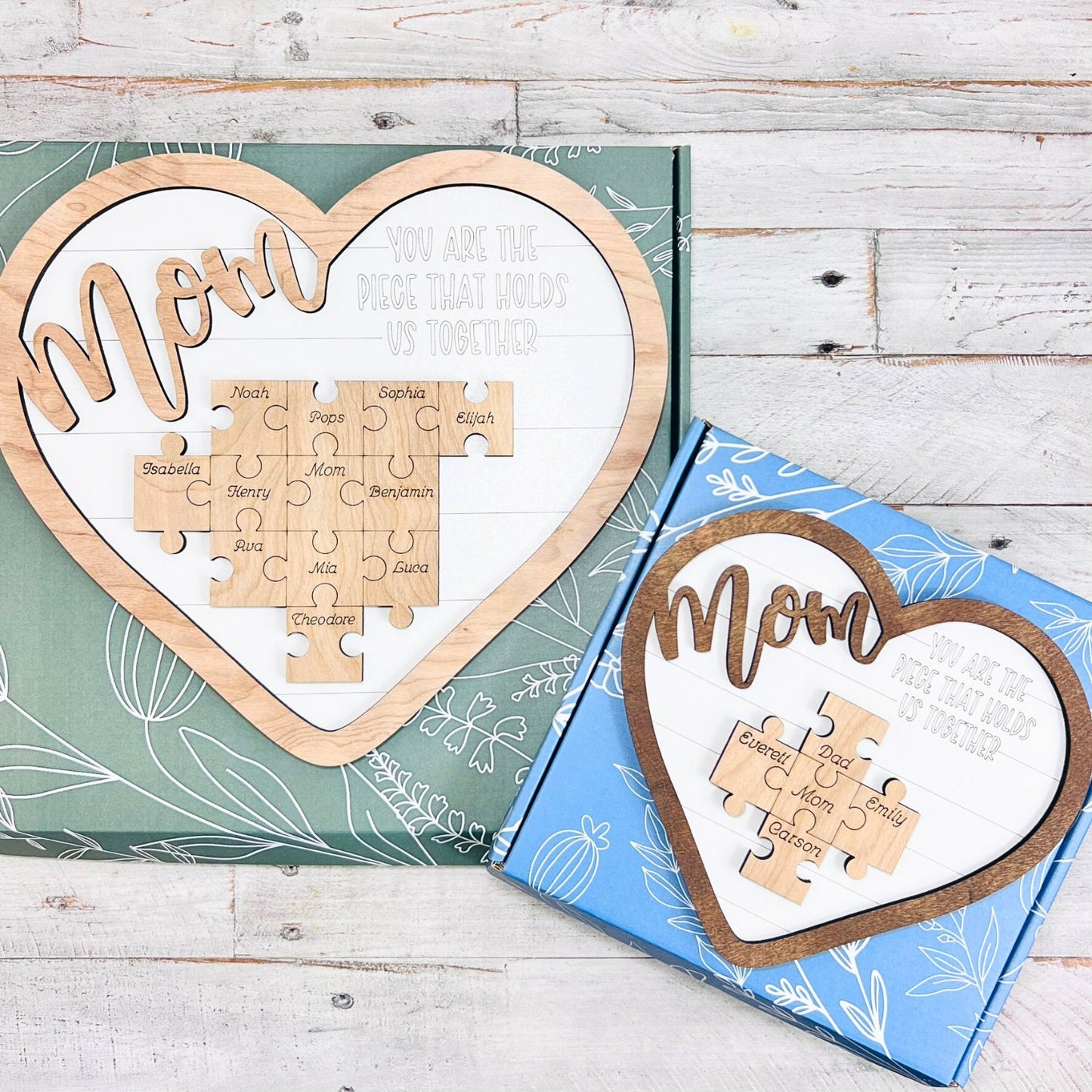 Mother's Day Puzzle Heart Plaque | Family Name Sign | Personalized Mothers Day Gift | Anniversary, Birthday, Christmas, Valentines Presents