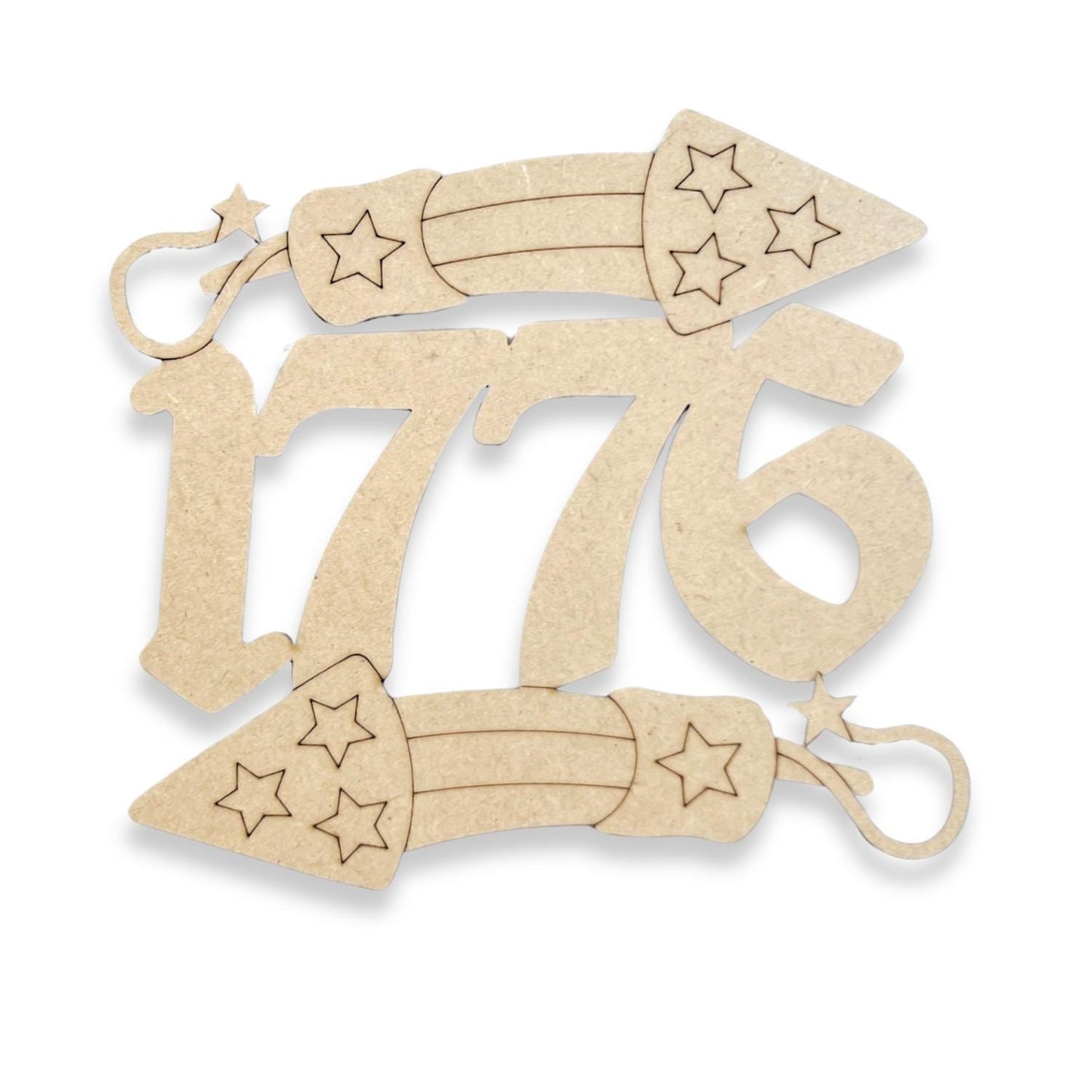 Small 3"-10" Patriotic 1776 Firework Wood Cutout | Fourth of July Decor | 4th of July Wood Cutout | Wood Craft Shapes | 4th of July Crafts