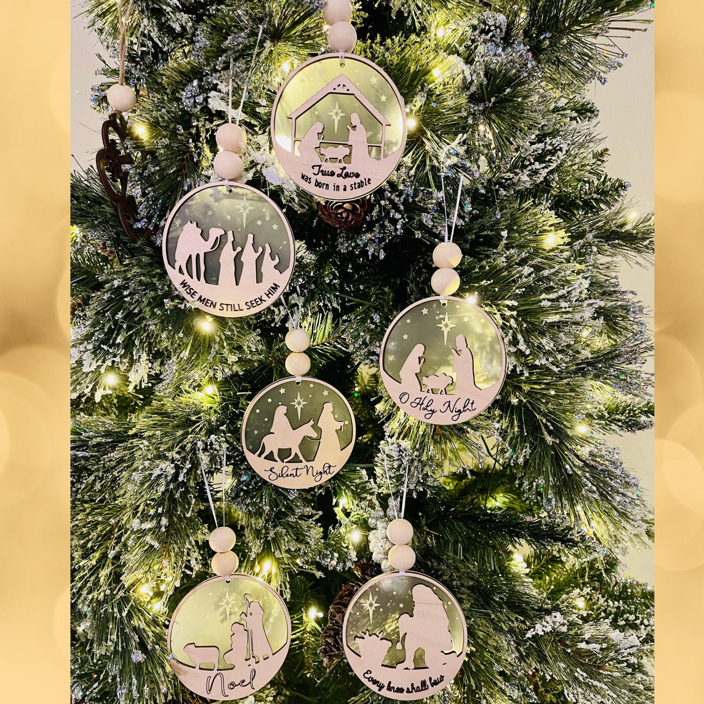 Nativity Scene Christmas Ornaments | 2 Layered Wise Men Ornaments | Cute Wooden Ornaments | Silent Night Christmas Tree Decor | Handmade