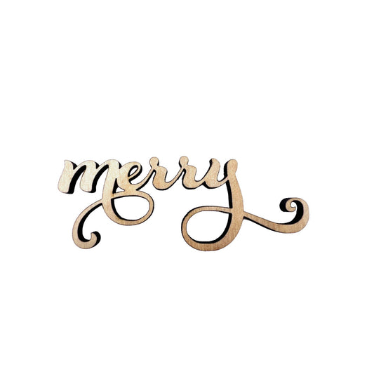 Small Word - Merry - Wood Cutout | Merry Christmas wood | Christmas wreath | Christmas Door hanger | Christmas Crafts