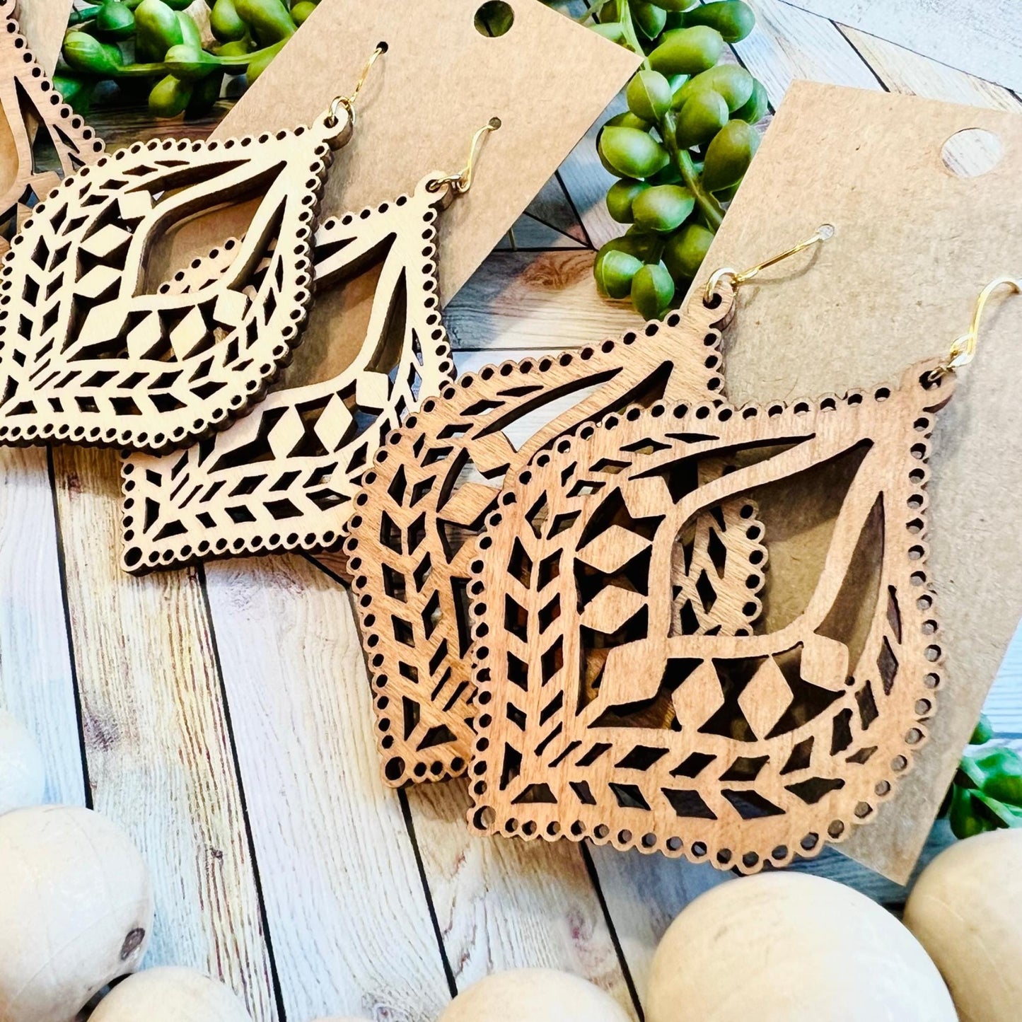 Lace Tear Drop Wood and Acrylic Earrings| Available in 53 Colors! | Stainless Steel | Gold Plated | Silver Plated