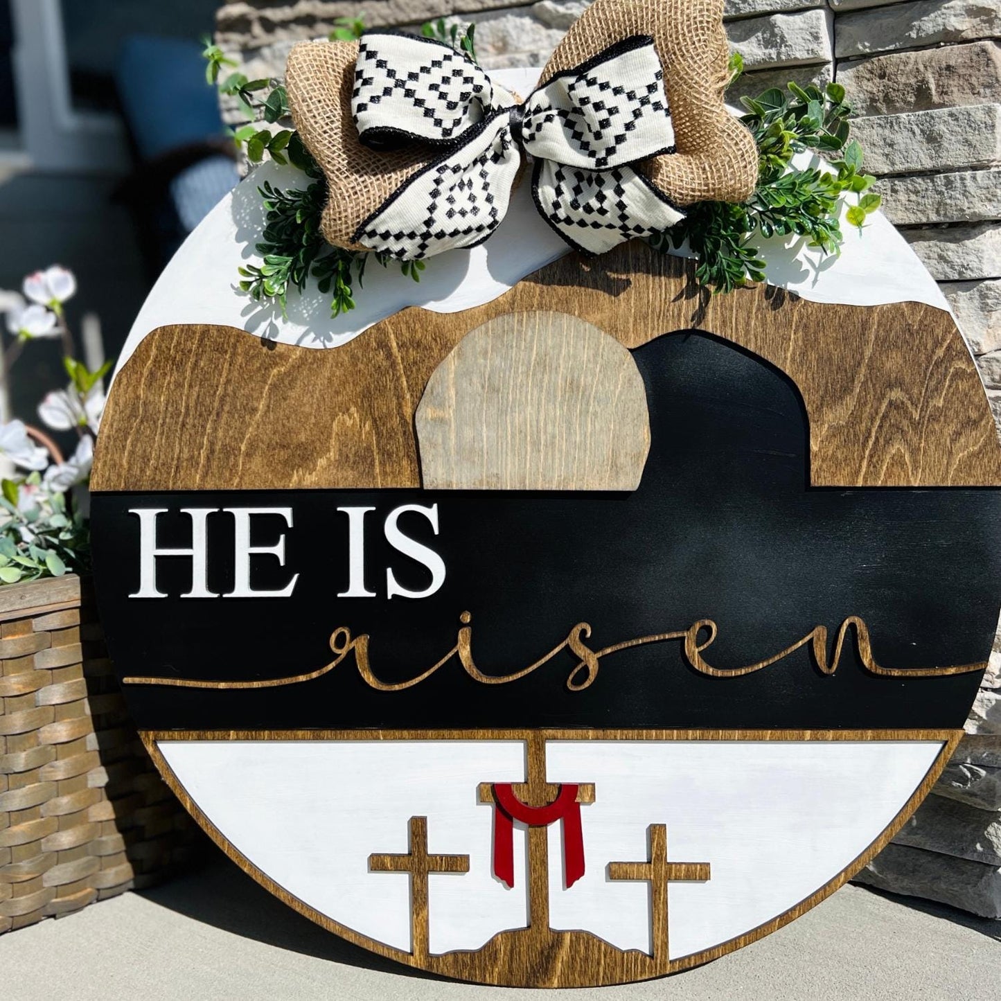 Western Style Easter Sign | He is Risen Easter Door Hanger