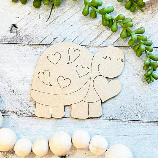 Small Wood Turtle| Valentine Turtle | Wood Valentine Turtle| Paint by Line Crafts