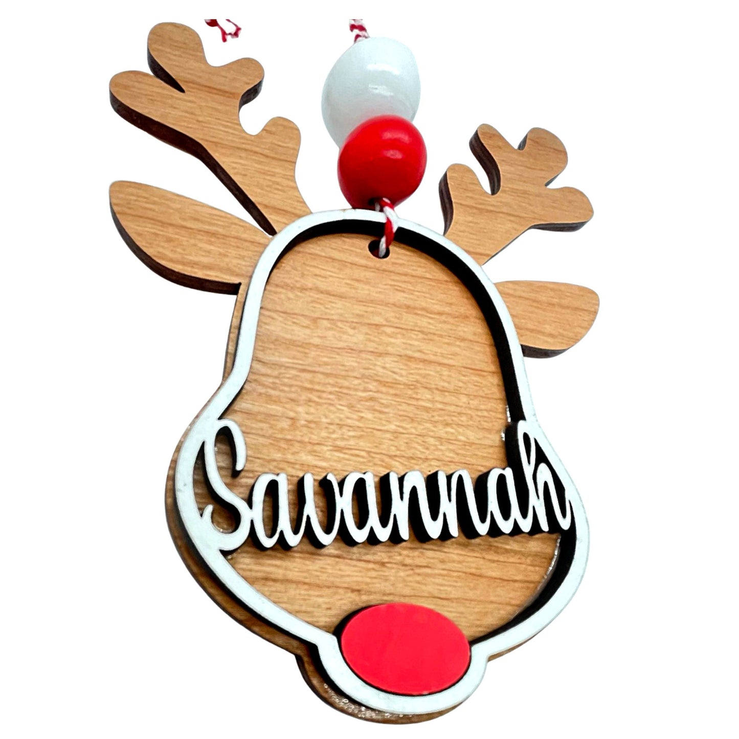 Personalized Rudolf Ornament | Christmas Ornament | Custom Name | Wood Christmas Decor | Christmas Handmade Ornaments| Holiday Decor