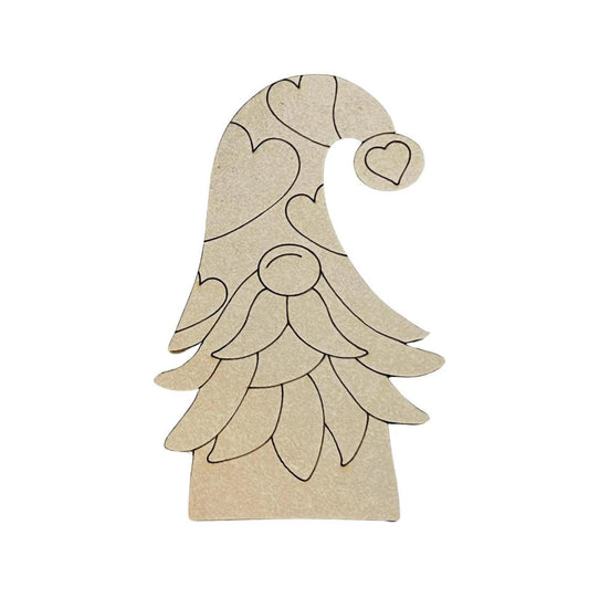 Large 12"-22" |  Wood Gnome Cutout | Valentine Gnome | Heart Gnome | Paint by Line Crafts