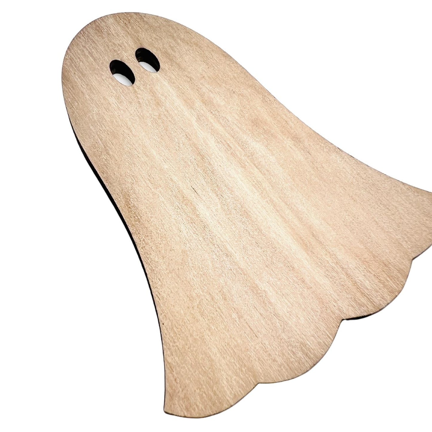 Small Wooden Ghost Cutout Hollow Eyes | Halloween Ghost Craft Shape